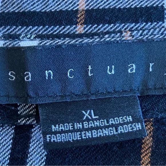 Sanctuary Anthropology Plaid Shirt Grunge Plaid Black white - Picture 6 of 10